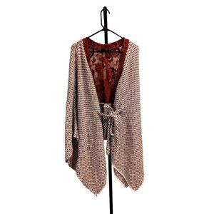 Ryu Cardigan Poncho Sweater in Rust Red Women's XL